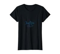 Just Keep Swimming Shark | Oceano Motivazionale Maglietta, Donna, Nero, L