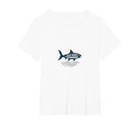Just Keep Swimming Shark | Oceano Motivazionale Maglietta, Donna Plus-Size, Bianco, 3X