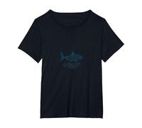 Just Keep Swimming Shark | Oceano Motivazionale Maglietta, Donna Plus-Size, Nero, 5X