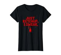 Just Ketchup I Swear, Divertente Grafica per Amanti del Cibo, Maglietta, Donna, Nero, XL