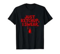 Just Ketchup I Swear, Divertente Grafica per Amanti del Cibo, Maglietta, Uomo, Nero, S