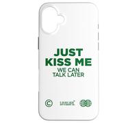 JUST KISS ME. WE CAN TALK LATER Love San Valentino BACKPRINT Custodia per iPhone 16 Plus
