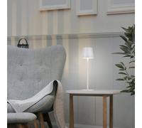 JUST LIGHT. Lampada da tavolo LED Euria ricaricabile, bianca, ferro, IP54 JUST LIGHT.
