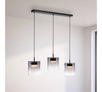 JUST LIGHT. GmbH JUST LIGHT. Lampada a sospensione a LED Elio, vetro fumé, 3 luci, nero JUST LIGHT. GmbH