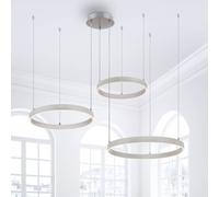 JUST LIGHT. GmbH Lampada LED a sospensione Lilluti, argento, ferro, alluminio, 3 anelli JUST LIGHT. GmbH