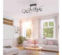 JUST LIGHT. GmbH Plafoniera LED Curls, nera, metallo, lunghezza 82 cm, dimmerabile 19032-18