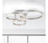 JUST LIGHT. GmbH Plafoniera LED Lilluti, argento, ferro, alluminio, 3 anelli JUST LIGHT. GmbH