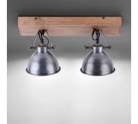 JUST LIGHT. Plafoniera Samia, a 2 luci, legno di mango, ferro JUST LIGHT.