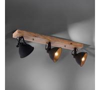 JUST LIGHT. GmbH Plafoniera Samia, 3 luci, legno di mango, nero JUST LIGHT. GmbH