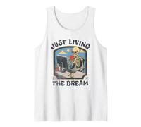 Just Living The Dream Skeleton Working Remote Beach Life Canotta
