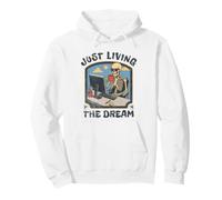 Just Living The Dream Skeleton Working Remote Beach Life Felpa con Cappuccio