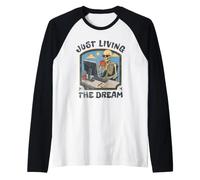 Just Living The Dream Skeleton Working Remote Beach Life Maglia con Maniche Raglan