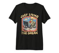Just Living The Dream Skeleton Working Remote Beach Life Maglietta Premium