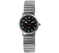 Just Liza JU10111 - Orologio da donna con cinturino in titanio e data, analogico, al quarzo, argento e nero, Bracciale