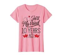 Just Married 10 Years Ago Funny Couple 10th Anniversary Maglietta, Donna, Rosa, M