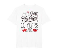 Just Married 10 Years Ago Funny Couple 10th Anniversary Maglietta, Uomo Taglie Grandi, Bianco, 4X Tall