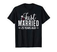 Just Married 25 Years Ago Men Women 25th Wedding Anniversary Maglietta