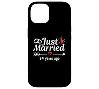 Just Married 34 Anni fa Coppia divertente anniversario di matrimonio Custodia per iPhone 14