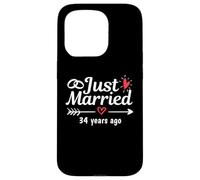Just Married 34 Anni fa Coppia divertente anniversario di matrimonio Custodia per iPhone 15 Pro