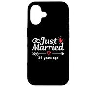 Just Married 34 Anni fa Coppia divertente anniversario di matrimonio Custodia per iPhone 16