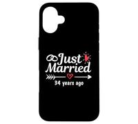 Just Married 34 Anni fa Coppia divertente anniversario di matrimonio Custodia per iPhone 16 Plus