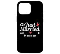 Just Married 34 Anni fa Coppia divertente anniversario di matrimonio Custodia per iPhone 16 Pro Max