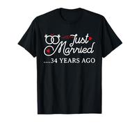Just Married 34 Years Ago Funny 34 Years Wedding Anniversary Maglietta