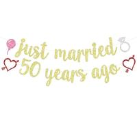 Just Married 50 Years Ago Banner, decorazioni da appendere per 50° anniversario di matrimonio, 50 anni benedetto e amato/We Still Do, Happy 50th anniversario di matrimonio decorazioni per feste