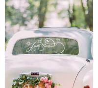 Just Married Adesivo decorativo per auto nuziale,appena sposati adesivo per paraurti matrimonio,Car Decal Wall Sticker,decorazione autoadesiva dell'automobile vinile della decalcomania,anello cuore