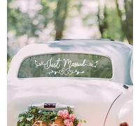 Just Married Adesivo decorativo per auto nuziale,appena sposati adesivo per paraurti matrimonio,Car Decal Wall Sticker,decorazione autoadesiva dell'automobile vinile della decalcomania,foglia cuore