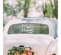 Just Married Adesivo decorativo per auto nuziale,appena sposati adesivo per paraurti matrimonio,Car Decal Wall Sticker,decorazione autoadesiva dell'automobile vinile della decalcomania,stile foglie