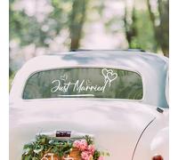 Just Married Adesivo decorativo per auto nuziale,appena sposati adesivo per paraurti matrimonio,Car Decal Wall Sticker,decorazione autoadesiva dell'automobile vinile della decalcomania,palloncino