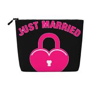 Just Married, borsa da viaggio in canapa finta per donne, grande capacità, borsa cosmetica per uso quotidiano, organizer con cerniera