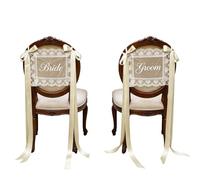 Just Married Cartelli Sedia Pizzo 2 Pezzi A Farfalla In Nastro Vintage