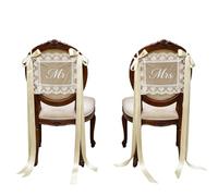 Just Married Chair Sign - Lace Wedding Decor, Vintage Bow Ribbon Set
