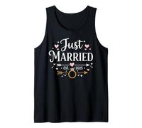 Just Married EST 2025 Ring Hearts Wedding Art Canotta