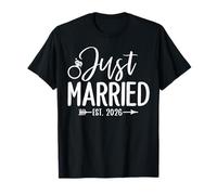 Just Married EST 2026 Honeymoon Wedding Couples Matching Maglietta