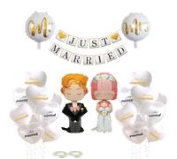 Just Married - Ghirlanda di palloncini a forma di cuore, in lattice, 20 pezzi, con elio