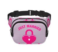 Just Married - Marsupio con stampa alla moda, a strati quadrati, colore: nero, con cinghia regolabile, nero, Taglia unica