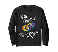 Just Married Mr & Mr Matrimonio Gay Arcobaleno Anelli Matrimonio Gay Maglia a Manica