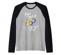 Just Married Mrs & Mrs Gay Lesbiche Matrimonio Fidanzamento Decor Maglia con Maniche Raglan