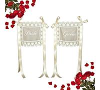 Just Married - Papillon vintage in pizzo con scritta "Just Married"