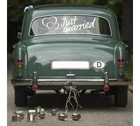 Just Married Pellicola Bianca Adesivo Auto Posteriore Decorazione Matrimonio ...