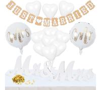 Just Married - Set di decorazioni per matrimoni, coriandoli, decorazione da tavolo, Mr & Mrs, decorazione per matrimonio con lettere, palloncini in pellicola, Mr & Mrs, decorazione per matrimonio