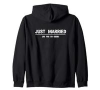 Just Married So Far So Good Luna di Miele Minimalista angosciata Felpa con Cappuccio