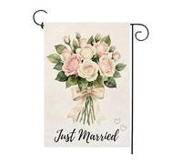 Just Married Wedding Flower Marriage Welcome Romantic Bandiera All'Aperto 30X45Cm Bandiere Appendere Divertenti Bandiera Da Cortile Per Prato Festival Camera Da Letto