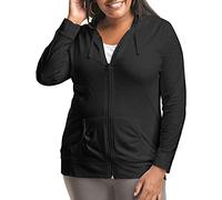 Just My Size Felpa da Donna con Cappuccio e Zip Intera, Nero, 1X
