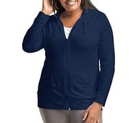JUST MY SIZE Hanes ComfortBlend Women's Full Zip Jersey Hoodie, Navy, 2X