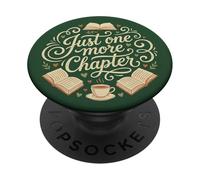 Just One More Chapter Book Lover Bookish Reading Green PopSockets PopGrip Adesivo