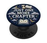 Just One More Chapter Book Lover Librarian Bookish Navy Blue PopSockets PopGrip Adesivo